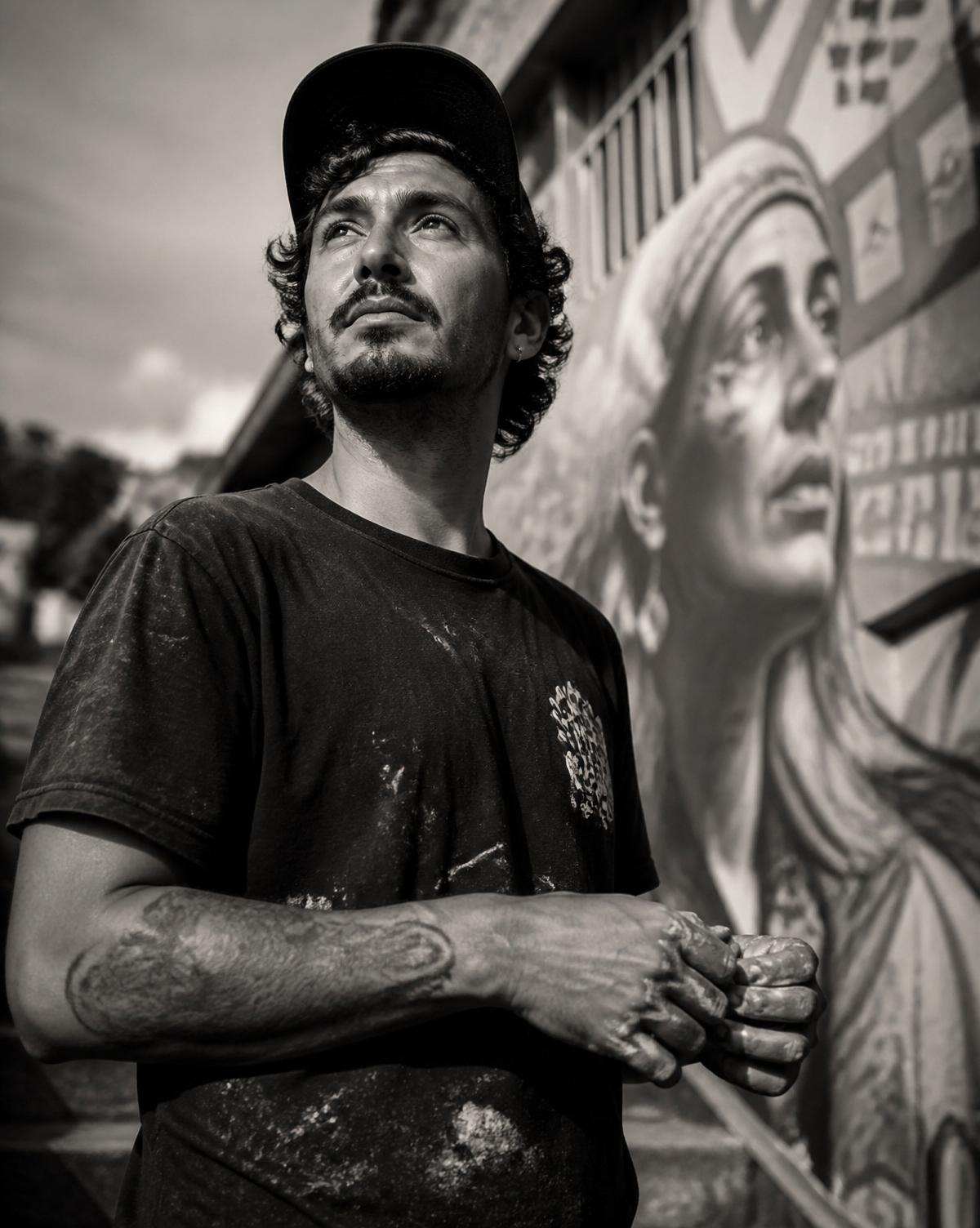 Portrait of the artist Jordy in Comuna 13, Medellín